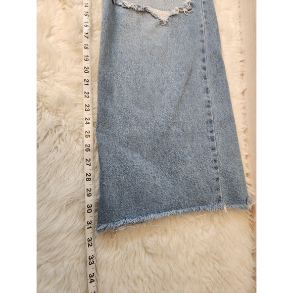 Abound Women's 100% Cotton Wide Leg Light Wash Distressed Denim Jeans Size 32 - Picture 7 of 7